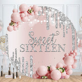 Aperturee - Light Rose Gold Sweet 16 Round Birthday Backdrop